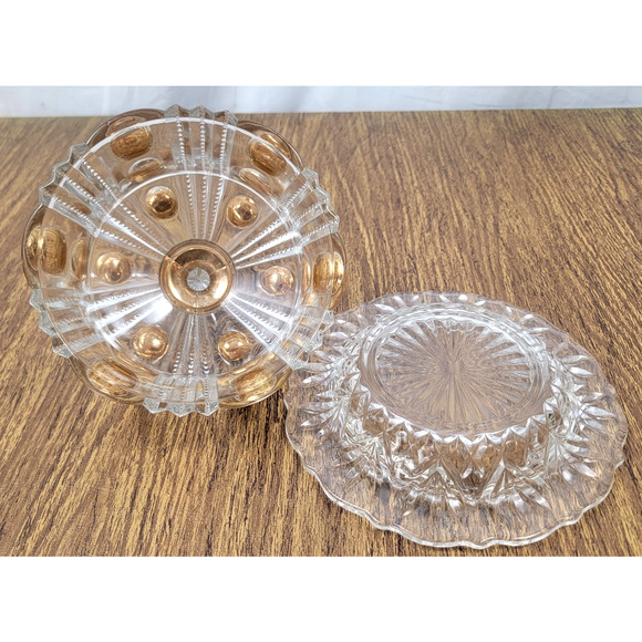 Antique Famous Gold by Co-Operative Flint EAPG Clear Butter Cover Dish 1880S - Picture 4 of 12